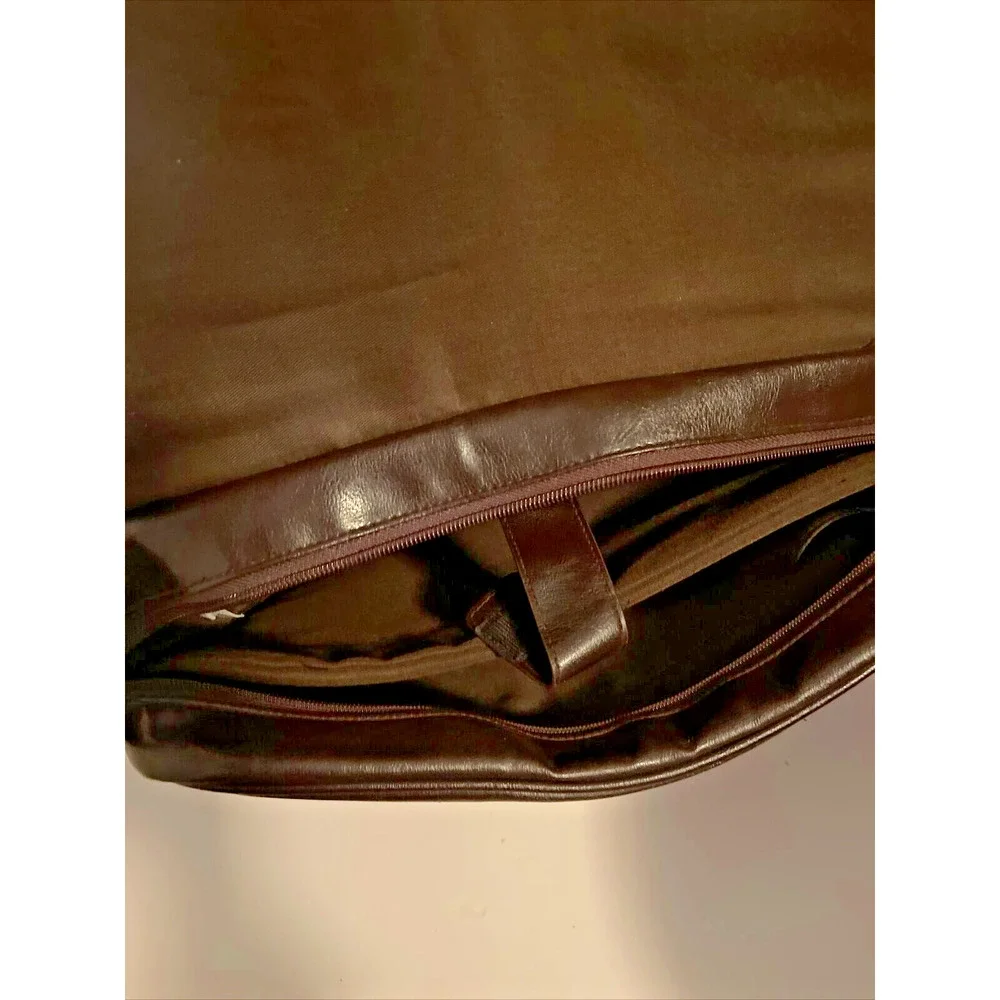 OKPTA Brown Leather Messenger Crossbody Computer Lap Top Bag Flap over Briefcase